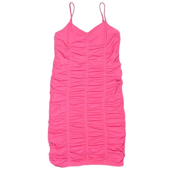 VTG Y2k BCBGMaxAzria Bubblegum Pink Ruched Puckered Bodycon Tube Dress - Picture 1 of 4